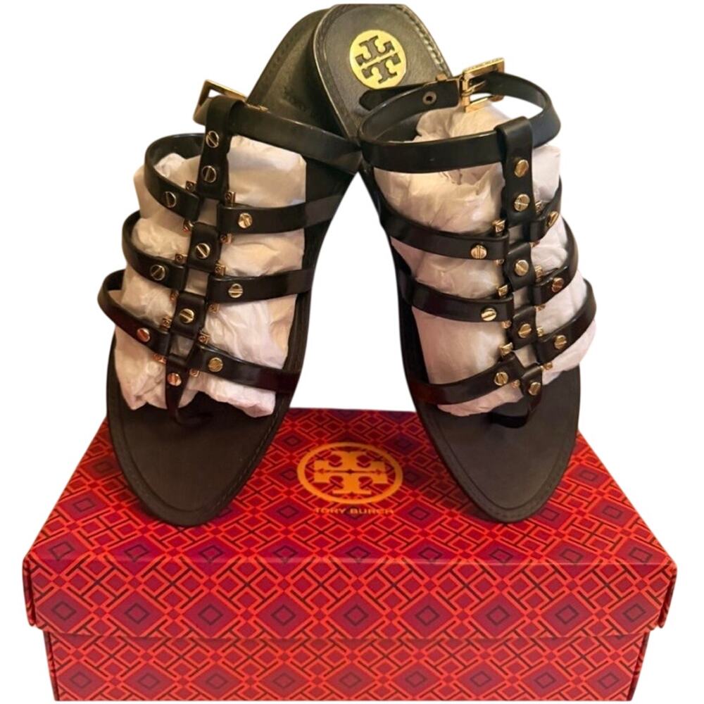 Tory Burch Vaughn Jelly Gladiator Sandals chocolate brown strappy thongstyle 9.5 - Picture 1 of 5